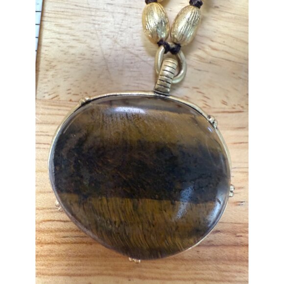 Sigrid Olsen Tiger Eye Pendant Necklace With Gold-Tone Beads & Toggle Clasp - Picture 7 of 7